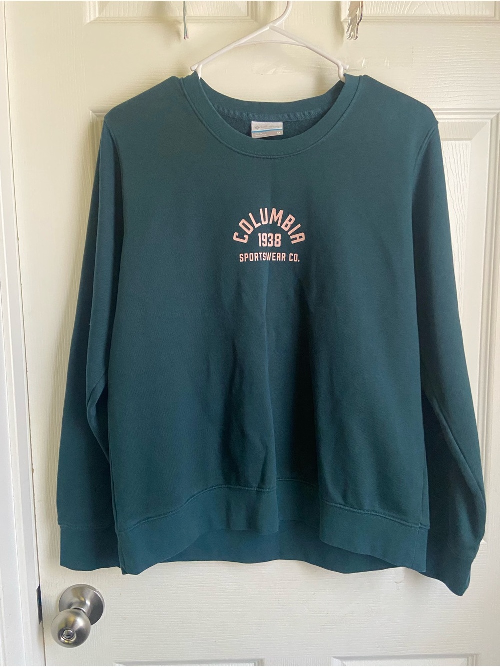 Columbia Teal Crewneck Sweatshirt with Light Pink Logo
